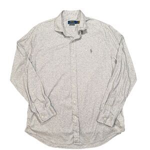 Polo Ralph Lauren Knit Dress Shirt Size XL Heather Gray Button Up Long Sleeve